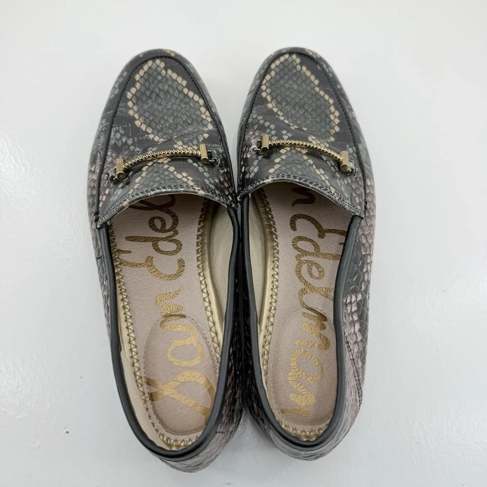 Sam Edelman Lior Wintergreen Snake Print Leather Bit Loafers Women's US Size 7 M